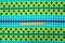 Green-Blue-White Poly Dot Print Liverpool Double Knit Fabric By the Yard
